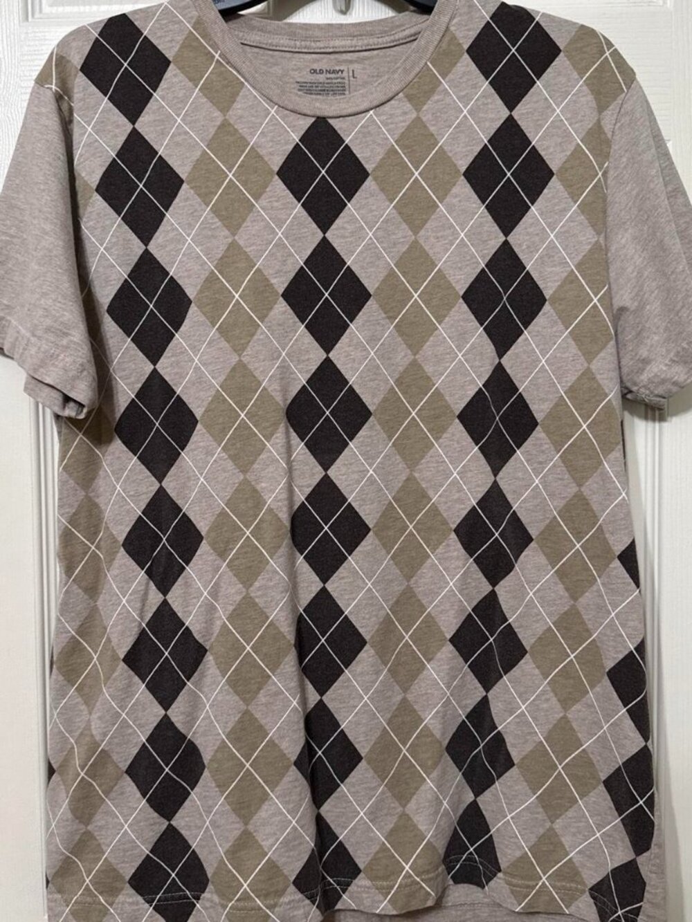 Men’s L brown and tan argyle tee #argyle #menswear